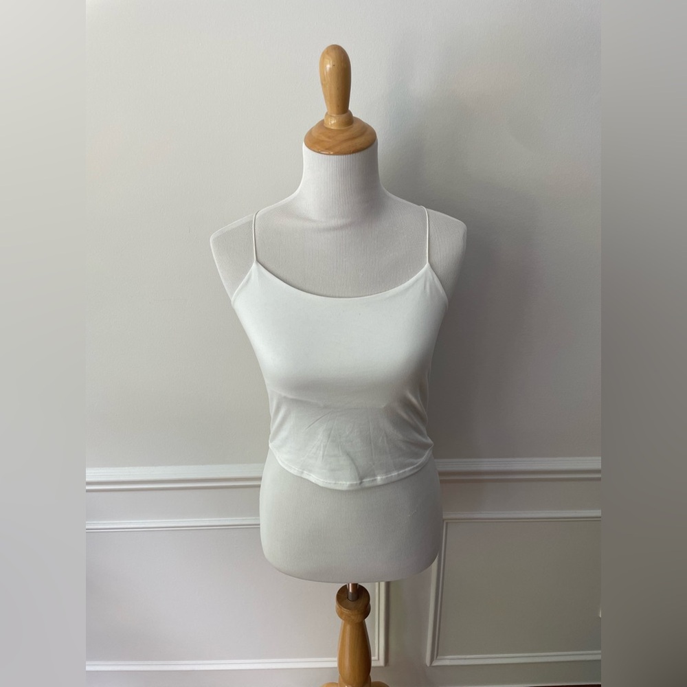 White Cropped Spaghetti Strap Tank Top